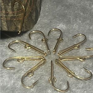 Fish Hook Hat Money Clip Gold Plated 2” Hat Accessories New Lot of 10